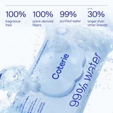 Coterie Baby Diapers + Wipes Baby Kit, Size 1 (198 Count) Size Newborn (93 Count) 4 Wipe Packs (224 Wipes) Made with Plant Derived Fibers, Hypoallergenic, for Sensitive Skin, Clean Ingredients