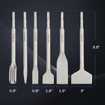 Zelcan 6-Piece SDS Plus Shank Chisel Set for Concrete