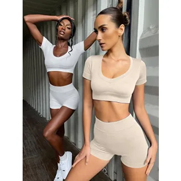 GXIN Women's 2 Piece Seamless Workout Outfit Set