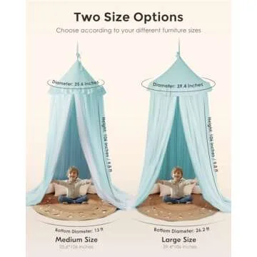 Bed Canopy with Star Lights, Double Layer Canopy for Bed, Princess Play Tent for Girls Room, Breathable Canopy Bed Curtain for Children Reading Nook, Machine Washable Canopy, 25.6''x106'', Light Blue