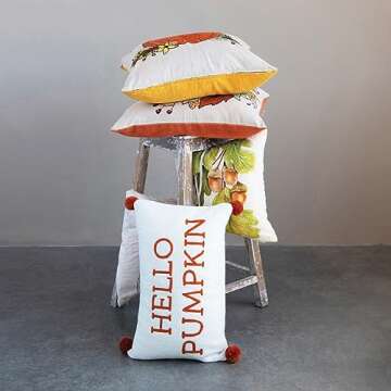 Creative Co-Op Pumpkin Hello Pillow - Fall Decor