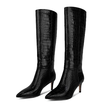 WETKISS Crocodile Knee High Boots for Stylish Women