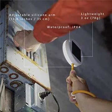 MPOWERD Luci Core: Solar Utility Task Light | Adjustable Silicon Arm, 40 Lumens, Lasts 12 Hours, Work, Emergency, Outdoor Light, No Batteries Needed, USB for Quick-Charging, Waterproof, White, yellow