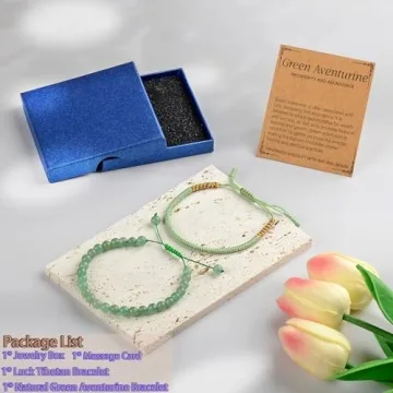 LPBeads 6mm Green Aventurine Bracelet - Handmade Rope, Adjustable