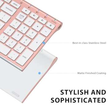 iClever BK10 Bluetooth Keyboard, Multi Device Keyboard Rechargeable Bluetooth 5.1 with Number Pad Er...