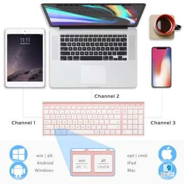 iClever BK10 Bluetooth Keyboard, Multi Device Keyboard Rechargeable Bluetooth 5.1 with Number Pad Ergonomic Design Compact Size Stable Connection Keyboard for iPad, iPhone, Mac, iOS, Android, Windows