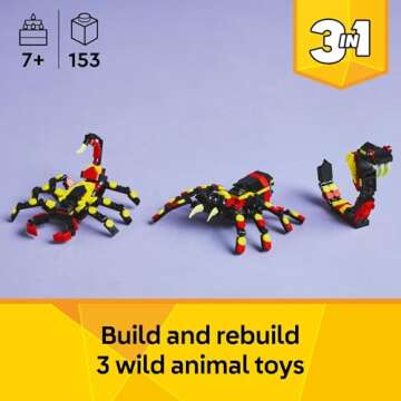 LEGO Creator 3 in 1 Wild Animals Surprising Spider Toy - Building Toy with 3 Build Options, Spider, ...