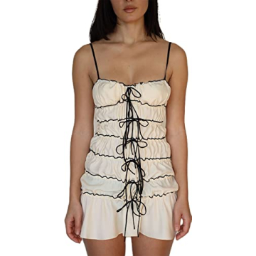 Women Going Out Clubwear Y2k Mini Dress Bodycon Slim Fit Spaghetti Strap Prom Dresses Backless Rhine...