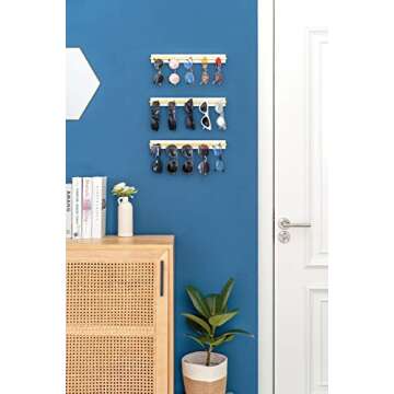 Mkono Wall Mounted Sunglasses Storage Organizer Wood Modern Simple Eyeglasses Display Holder Eyewear...