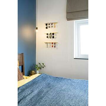 Mkono Wall Mounted Sunglasses Storage Organizer Wood Modern Simple Eyeglasses Display Holder Eyewear Glasses Jewelry Headband Hanging Rack for Entryway Living Room Bedroom, Set of 3, White