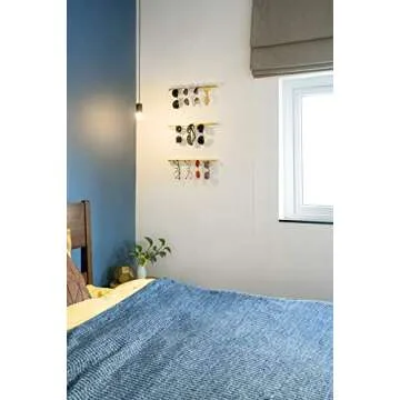 Mkono Wall Mounted Sunglasses Storage Organizer Wood Modern Simple Eyeglasses Display Holder Eyewear Glasses Jewelry Headband Hanging Rack for Entryway Living Room Bedroom, Set of 3, White