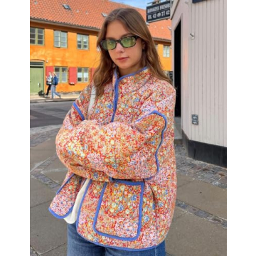 Stylish Wyeysyt Women's Floral Print Cropped Puffer Jacket