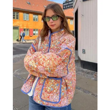 Stylish Wyeysyt Women's Floral Print Cropped Puffer Jacket