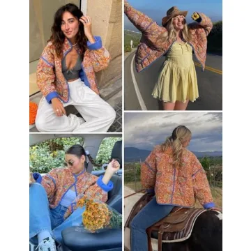 Stylish Wyeysyt Women's Floral Print Cropped Puffer Jacket