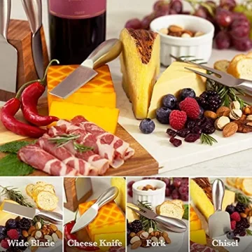 Zelancio Stylish Marble and Acacia Cheese Board Set