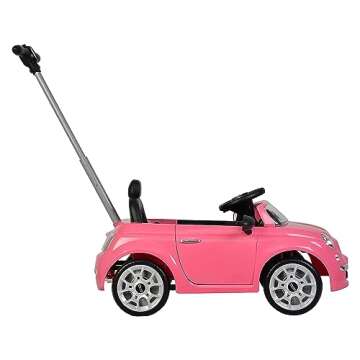 Best Ride On Cars 2-in-1 Fiat 500 Baby Toddler Toy Push Vehicle Car Stroller with 40 Pound Capacity and Lights for Children Ages 1 to 3 Years, Pink