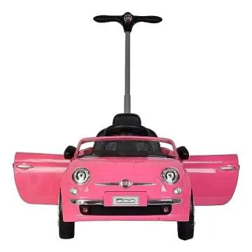 Best Ride On Cars 2-in-1 Fiat 500 Baby Toddler Toy Push Vehicle Car Stroller with 40 Pound Capacity and Lights for Children Ages 1 to 3 Years, Pink