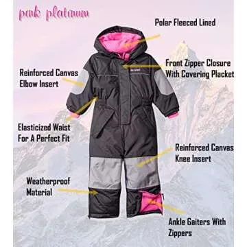 Pink Platinum Girls' Snowmobile Snowsuit (2T, Pink)
