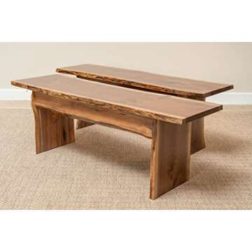 Live Edge Wooden Bench – Solid Wood Dining Bench – Rustic Home Décor Furniture – Natural Edge...