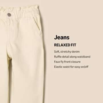 Amazon Essentials x Sofia Grainge Toddler Girls' Straight Leg Jean with Ruffle, Ivory, 2T