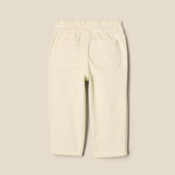 Amazon Essentials x Sofia Grainge Toddler Girls' Straight Leg Jean with Ruffle, Ivory, 2T