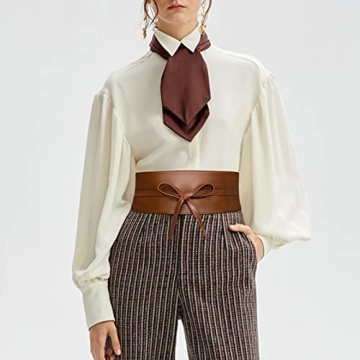 macoking Women's Faux Leather Wide Cinch Belt