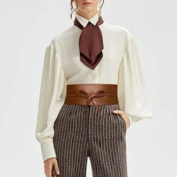 macoking Women's Faux Leather Wide Cinch Belt