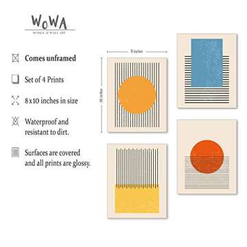 W.O.W.A - Modern Geometric Abstract Wall Art for Living Room Decor(11"x14", UNFRAMED)