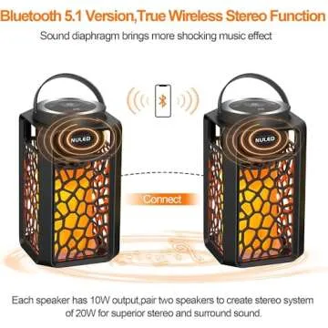Nunet 2Pack LED Flame Speakers Waterproof Outdoor Sound