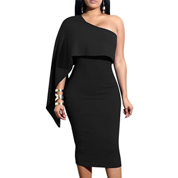 GOBLES Women's Sexy One Shoulder Ruffle Cocktail Dress - Elegant & Comfortable