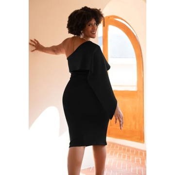 GOBLES Women's One Shoulder Ruffle Cocktail Dress Elegant Comfort