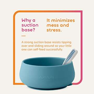 NumNum Suction Bowls for Babies & Toddlers, Extra Strong Non-Slip Suction, 100% Food-Grade Silicone, BPA-Free, Microwave & Dishwasher Safe, Baby-Led Weaning Bowls for 4+ Months & GOOtenils Blue/Green