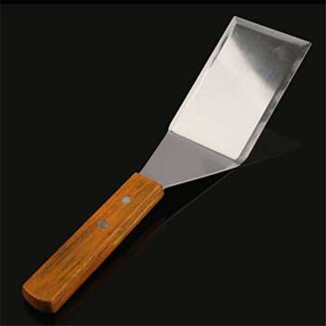 Metal Pan Frying Turner with Wooden Handle Easy Use Frying Pan Turner Spatula Kitchen Utensils