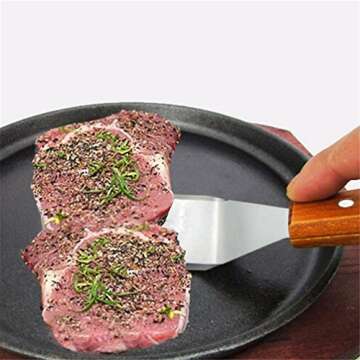 Metal Pan Frying Turner with Wooden Handle Easy Use Frying Pan Turner Spatula Kitchen Utensils