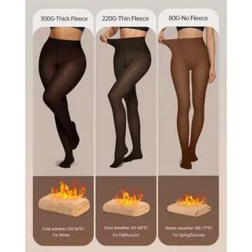 OEAK Womens Fleece Lined Tights Fake Translucent Pantyhose Thermal Opaque High Waisted Winter Legging Footed Sheer Tights