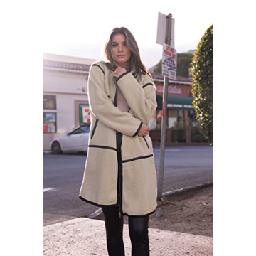 PRETTYGARDEN Women's Full Zip Fleece Jacket Long Sleeve Lapel Warm Winter Sherpa Coat With Pockets (Beige Apricot,X-Large)