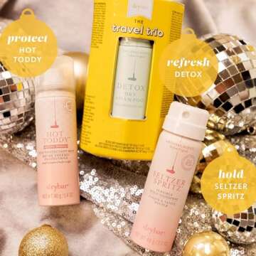 Drybar Travel Trio Kit | Protect, Refresh, and Hold Hot Toddy Heat Protectant, Detox Dry Shampoo, an...
