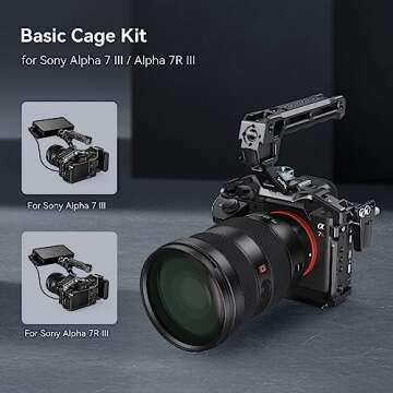 SmallRig A7 III / A7R III Camera Cage Kit for Sony Alpha 7 III/Alpha 7R III, Full Cage with Top Handle for ARRI and Cable Clamp, Built-in Cold Shoe and NATO Rails - 4198