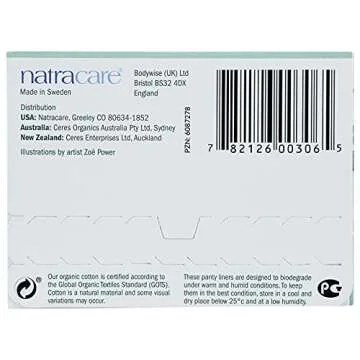 Natracare Natural Organic Curved Panty Liners, with Certified Organic Cotton, Ecologically Certified Cellulose Pulp and Plant Starch (1 Pack, 30 Liners Total)