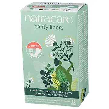 Natracare Natural Organic Curved Panty Liners, with Certified Organic Cotton, Ecologically Certified Cellulose Pulp and Plant Starch (1 Pack, 30 Liners Total)