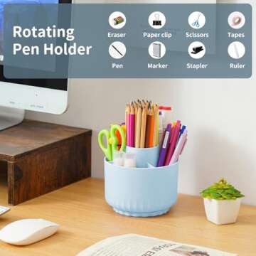 Marbrasse Rotating Desk Organizer with 5 Compartments