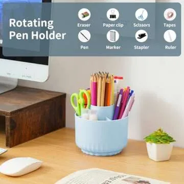 Marbrasse Rotating Desk Organizer with 5 Compartments