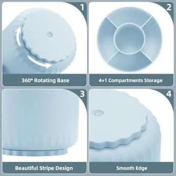 Marbrasse Rotating Desk Organizer with 5 Compartments