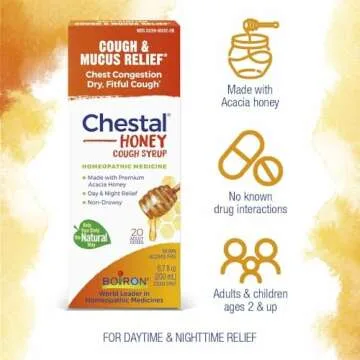Boiron Chestal Honey Adult Cold and Cough Syrup for Nasal and Chest Congestion, Runny Nose, and Sore Throat Relief - 6.7 Fl oz (Pack of 2)