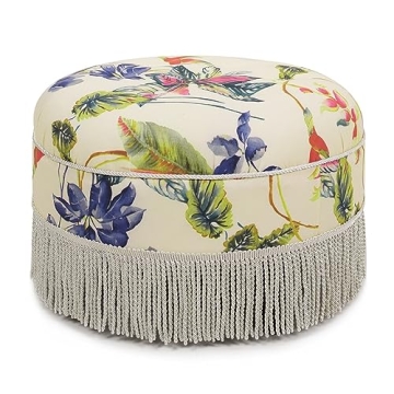 Elegant Off-White Floral Jennifer Taylor Ottoman