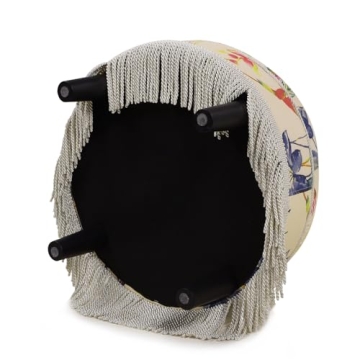 Elegant Off-White Floral Jennifer Taylor Ottoman