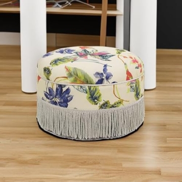 Elegant Off-White Floral Jennifer Taylor Ottoman