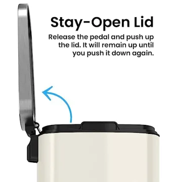 Stylish 13.2 Gallon Ivory White Trash Can with Odor Control