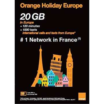Orange Holiday Europe – 20GB Internet Data in 4G/LTE + 120 mn + 1000 Texts in 30 Countries in Euro...