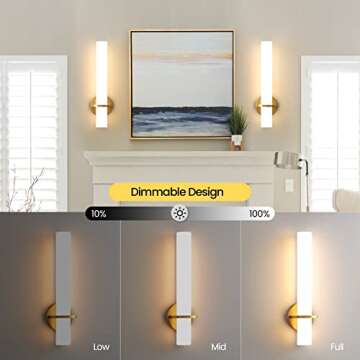 AIJIASI Gold Wall Sconces Set, Dimmable Modern Lighting
